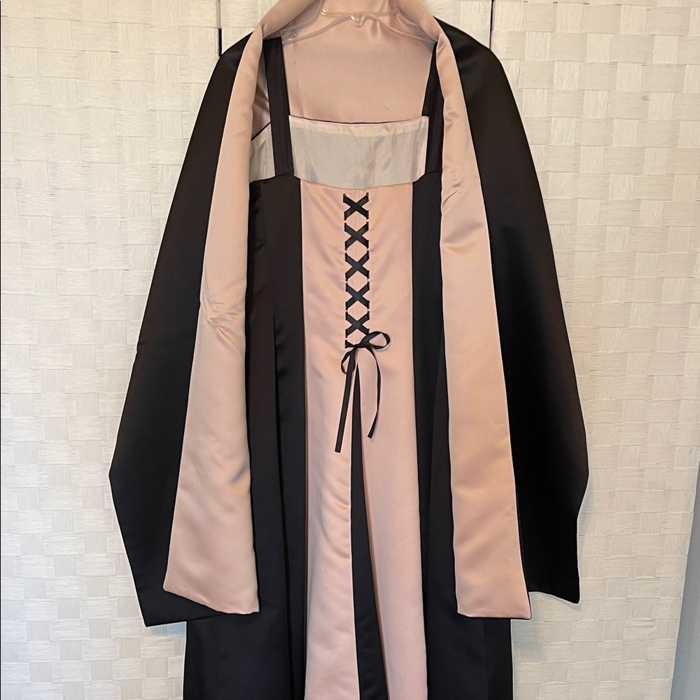 Jessica McClintock Black & Pink Formal Dress with Shawl Length 57” PTP 19”-20”